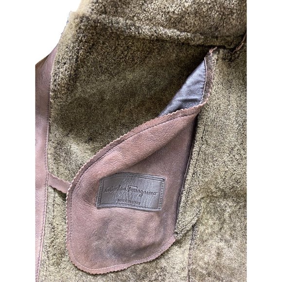 100% Authentic Salvatore Ferragamo Men's Lamb's Shearling Brown Jacket sz50 - Picture 12 of 16